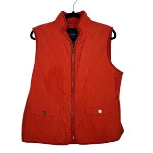 TALBOTS / burnt orange quilted ribbed side full zip puffer vest / XL